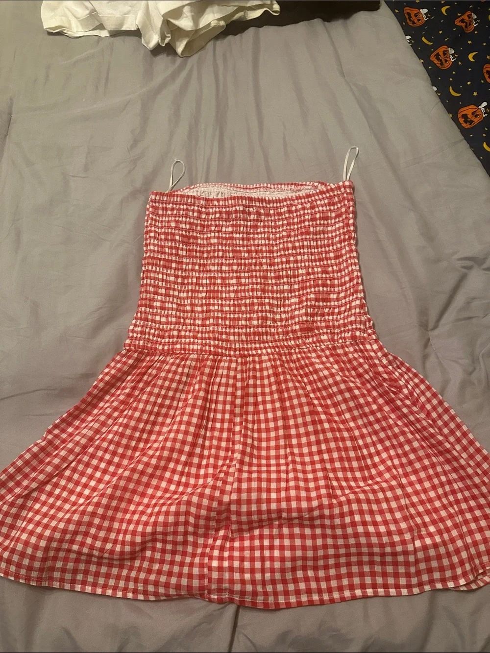 Hollister Red and White Gingham Smocked Sundress